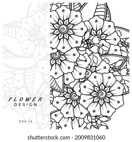 mehndi flower decorative ornament in ethnic oriental style. doodle ornament. outline hand draw.