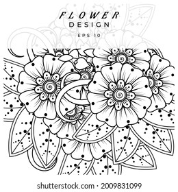 mehndi flower decorative ornament in ethnic oriental style. doodle ornament. outline hand draw.