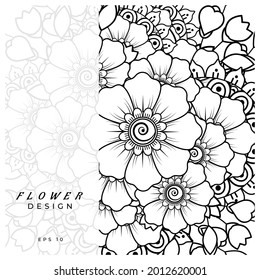 mehndi flower decorative ornament in ethnic oriental style. doodle ornament. outline hand draw.
