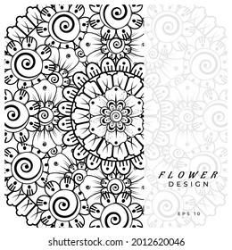 mehndi flower decorative ornament in ethnic oriental style. doodle ornament. outline hand draw.