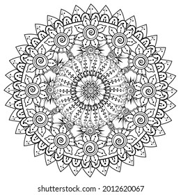 mehndi flower decorative ornament in ethnic oriental style. doodle ornament. outline hand draw.