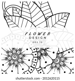 mehndi flower decorative ornament in ethnic oriental style. doodle ornament. outline hand draw.
