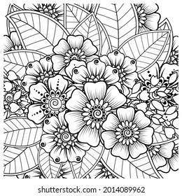 mehndi flower decorative ornament in ethnic oriental style. doodle ornament. outline hand draw.