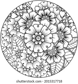 mehndi flower decorative ornament in ethnic oriental style. doodle ornament. outline hand draw.