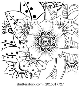 mehndi flower decorative ornament in ethnic oriental style. doodle ornament. outline hand draw.