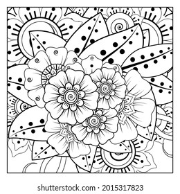 mehndi flower decorative ornament in ethnic oriental style. doodle ornament. outline hand draw.