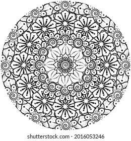 mehndi flower decorative ornament in ethnic oriental style. doodle ornament. outline hand draw.