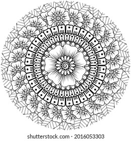 mehndi flower decorative ornament in ethnic oriental style. doodle ornament. outline hand draw.