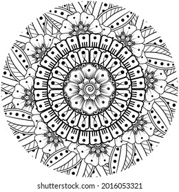 mehndi flower decorative ornament in ethnic oriental style. doodle ornament. outline hand draw.