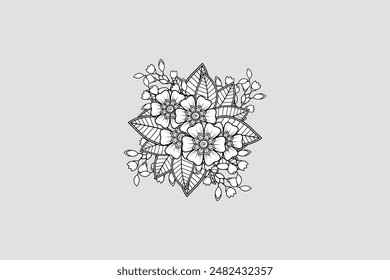 mehndi flower decorative ornament in ethnic oriental style Free Vector editable background