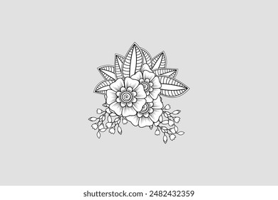 mehndi flower decorative ornament in ethnic oriental style Free Vector editable background