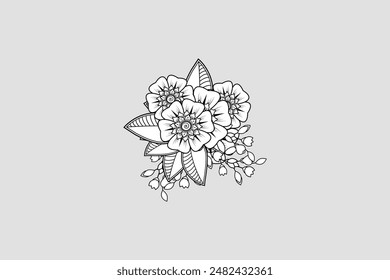 mehndi flower decorative ornament in ethnic oriental style Free Vector editable background