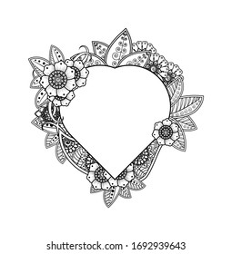 Mehndi flower in form of heart. Vector EPS 10