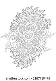 Mehndi flower for henna, mehndi, doodle,  decoration, and coloring page.