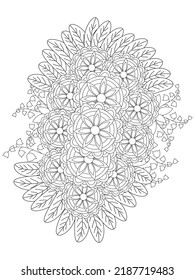 Mehndi flower for henna, mehndi, doodle,  decoration, and coloring page.