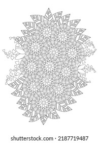 Mehndi flower for henna, mehndi, doodle,  decoration, and coloring page.