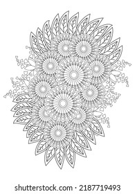 Mehndi flower for henna, mehndi, doodle,  decoration, and coloring page.