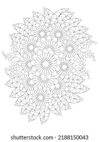 Mehndi flower for henna, mehndi, doodle,  decoration, and coloring page.