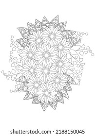 Mehndi flower for henna, mehndi, doodle,  decoration, and coloring page.