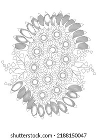 Mehndi flower for henna, mehndi, doodle,  decoration, and coloring page.