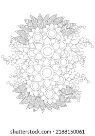 Mehndi flower for henna, mehndi, doodle,  decoration, and coloring page.