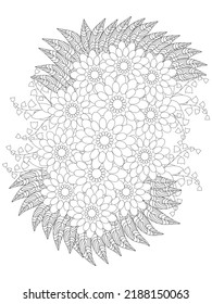 Mehndi flower for henna, mehndi, doodle,  decoration, and coloring page.