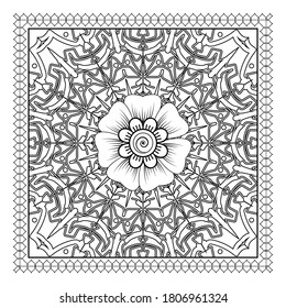 Mehndi flower for henna drawing and tattoo. decoration in ethnic oriental, indian style. Vector EPS 10.