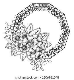 Mehndi flower for henna drawing and tattoo. decoration in ethnic oriental, indian style. Vector EPS 10.