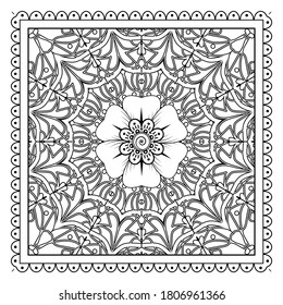 Mehndi flower for henna drawing and tattoo. decoration in ethnic oriental, indian style. Vector EPS 10.