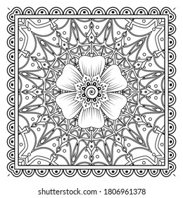 Mehndi flower for henna drawing and tattoo. decoration in ethnic oriental, indian style. Vector EPS 10.