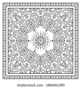 Mehndi flower for henna drawing and tattoo. decoration in ethnic oriental, indian style. Vector EPS 10.