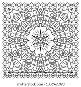 Mehndi flower for henna drawing and tattoo. decoration in ethnic oriental, indian style. Vector EPS 10.