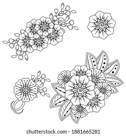 Mehndi flower for henna drawing and tattoo. decoration in ethnic oriental, indian style.