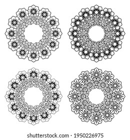 Mehndi flower for henna, mehndi, tattoo, decoration. decorative ornament in ethnic oriental style. coloring book page.