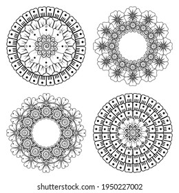 Mehndi flower for henna, mehndi, tattoo, decoration. decorative ornament in ethnic oriental style. coloring book page.