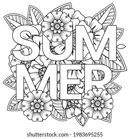 Mehndi flower for henna, mehndi, tattoo, decoration. decorative ornament in ethnic oriental style. doodle ornament. outline hand draw illustration. coloring book page.
