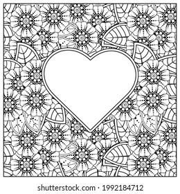 Mehndi flower for henna, mehndi, tattoo, decoration. decorative ornament in ethnic oriental style. doodle ornament. outline hand draw illustration. coloring book page.
