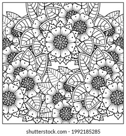 Mehndi flower for henna, mehndi, tattoo, decoration. decorative ornament in ethnic oriental style. doodle ornament. outline hand draw illustration. coloring book page.