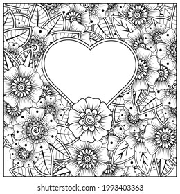Mehndi flower for henna, mehndi, tattoo, decoration. decorative ornament in ethnic oriental style. doodle ornament. outline hand draw illustration. coloring book page.