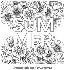 Mehndi flower for henna, mehndi, tattoo, decoration. decorative ornament in ethnic oriental style. doodle ornament. outline hand draw illustration. coloring book page.