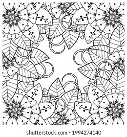 Mehndi flower for henna, mehndi, tattoo, decoration. decorative ornament in ethnic oriental style. doodle ornament. outline hand draw illustration. coloring book page.