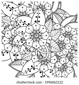 Mehndi flower for henna, mehndi, tattoo, decoration. decorative ornament in ethnic oriental style. doodle ornament. outline hand draw illustration. coloring book page.