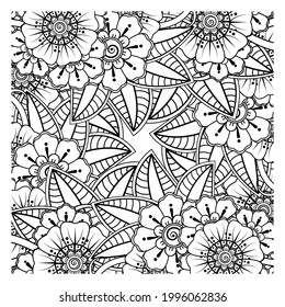 Mehndi flower for henna, mehndi, tattoo, decoration. decorative ornament in ethnic oriental style. doodle ornament. outline hand draw illustration. coloring book page.