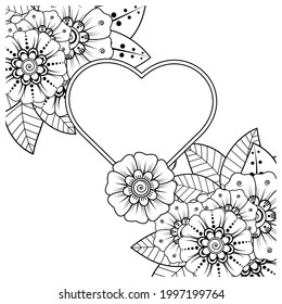 Mehndi flower for henna, mehndi, tattoo, decoration. decorative ornament in ethnic oriental style. doodle ornament. coloring book page.