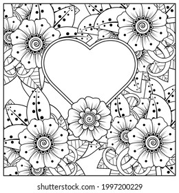 Mehndi flower for henna, mehndi, tattoo, decoration. decorative ornament in ethnic oriental style. doodle ornament. coloring book page.