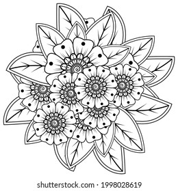 Mehndi flower for henna, mehndi, tattoo, decoration. decorative ornament in ethnic oriental style. doodle ornament. coloring book page.