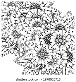Mehndi flower for henna, mehndi, tattoo, decoration. decorative ornament in ethnic oriental style. doodle ornament. coloring book page.