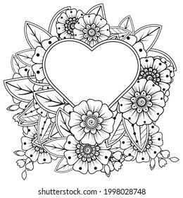 Mehndi flower for henna, mehndi, tattoo, decoration. decorative ornament in ethnic oriental style. doodle ornament. coloring book page.