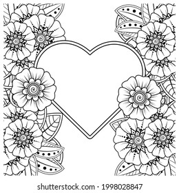 Mehndi flower for henna, mehndi, tattoo, decoration. decorative ornament in ethnic oriental style. doodle ornament. coloring book page.