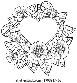 Mehndi flower for henna, mehndi, tattoo, decoration. decorative ornament in ethnic oriental style. doodle ornament. coloring book page.